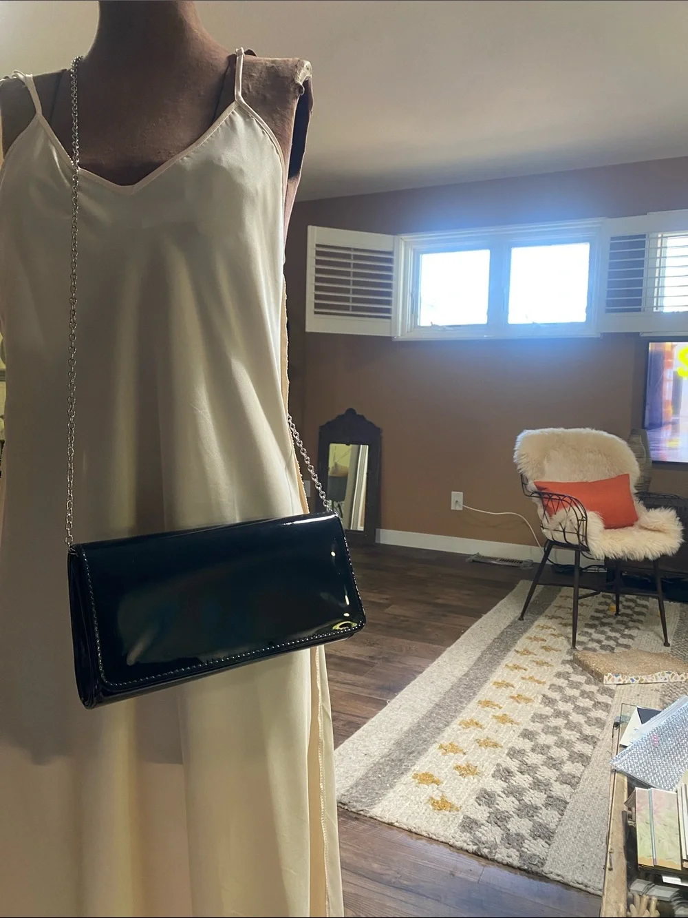 Black Patent  crossbody Shoulder Bag